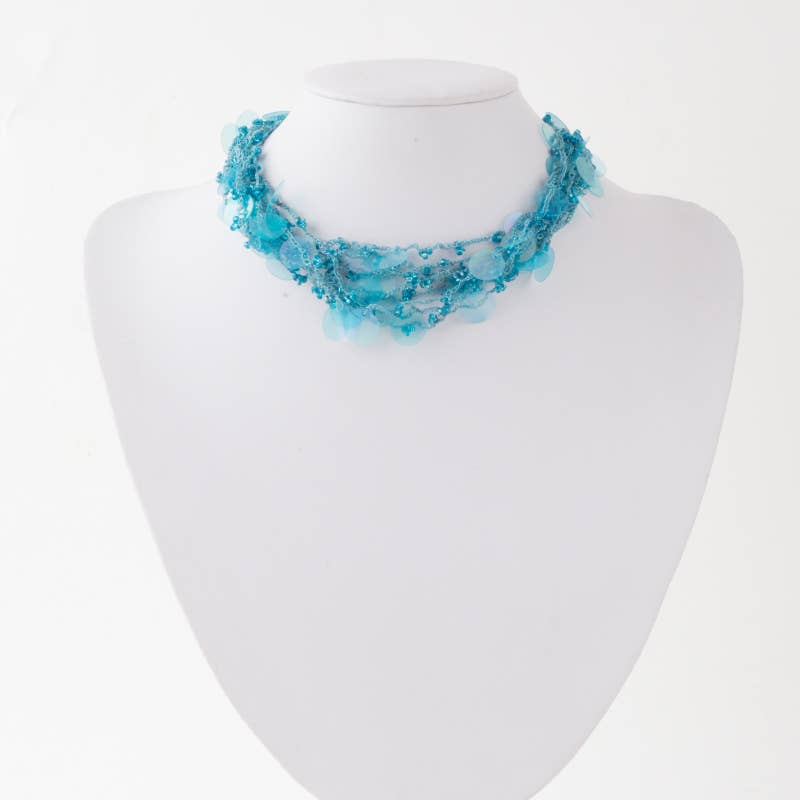 Transparent Turquoise Sequin Necklace
