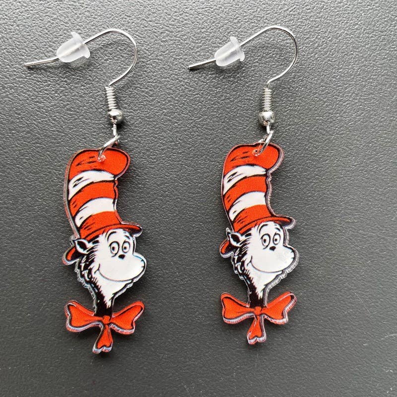 Cat in the Hat Acrylic Earrings