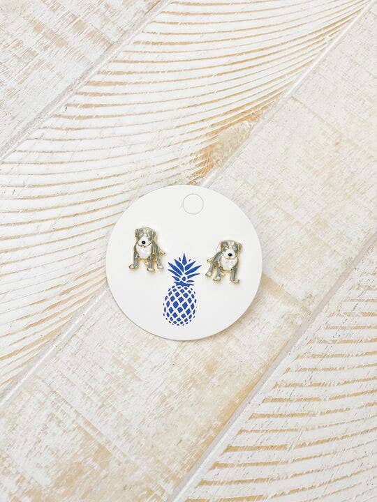 Gray Pitbull Stud Earrings