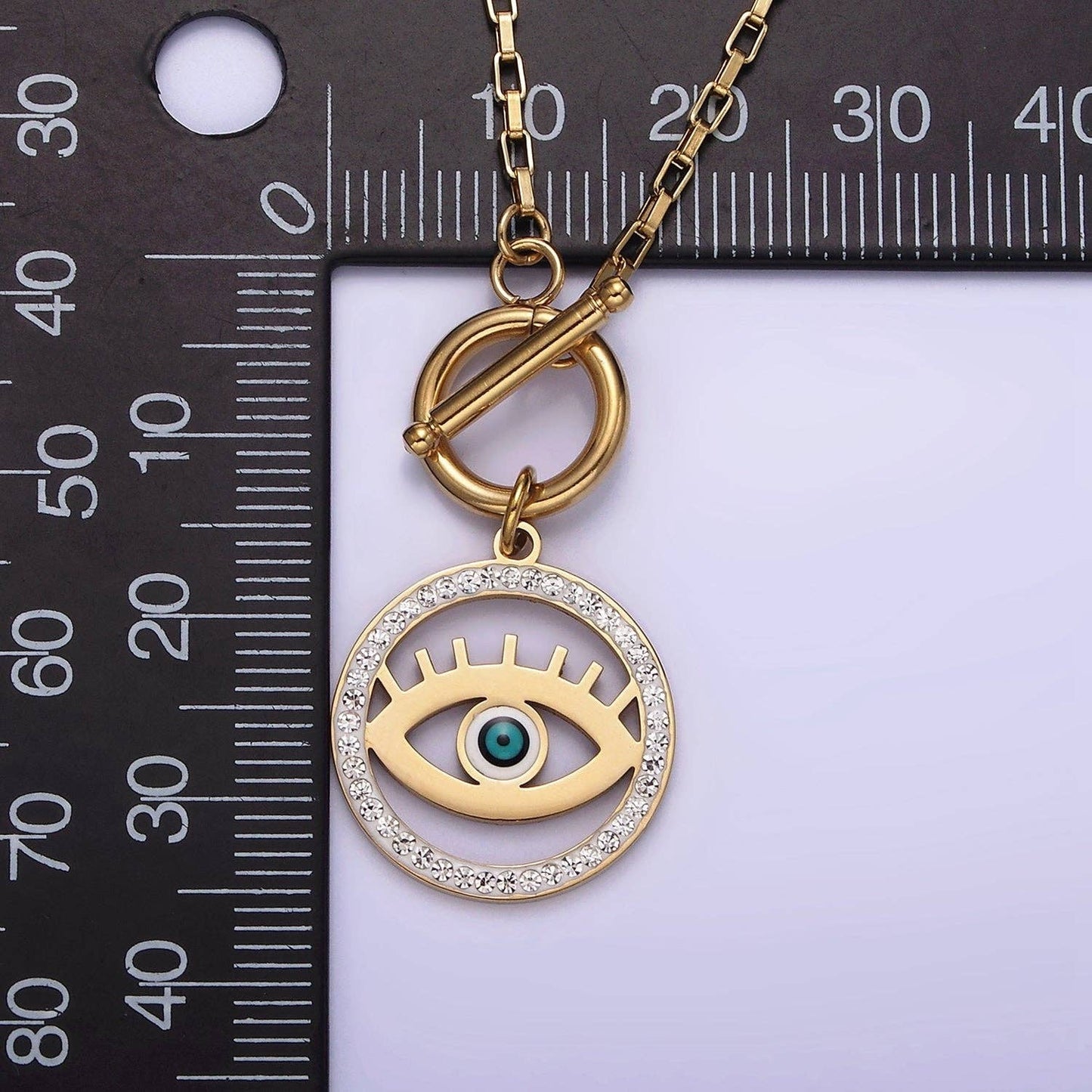 SS Evil Eye CZ 18 Inch Chain Necklace