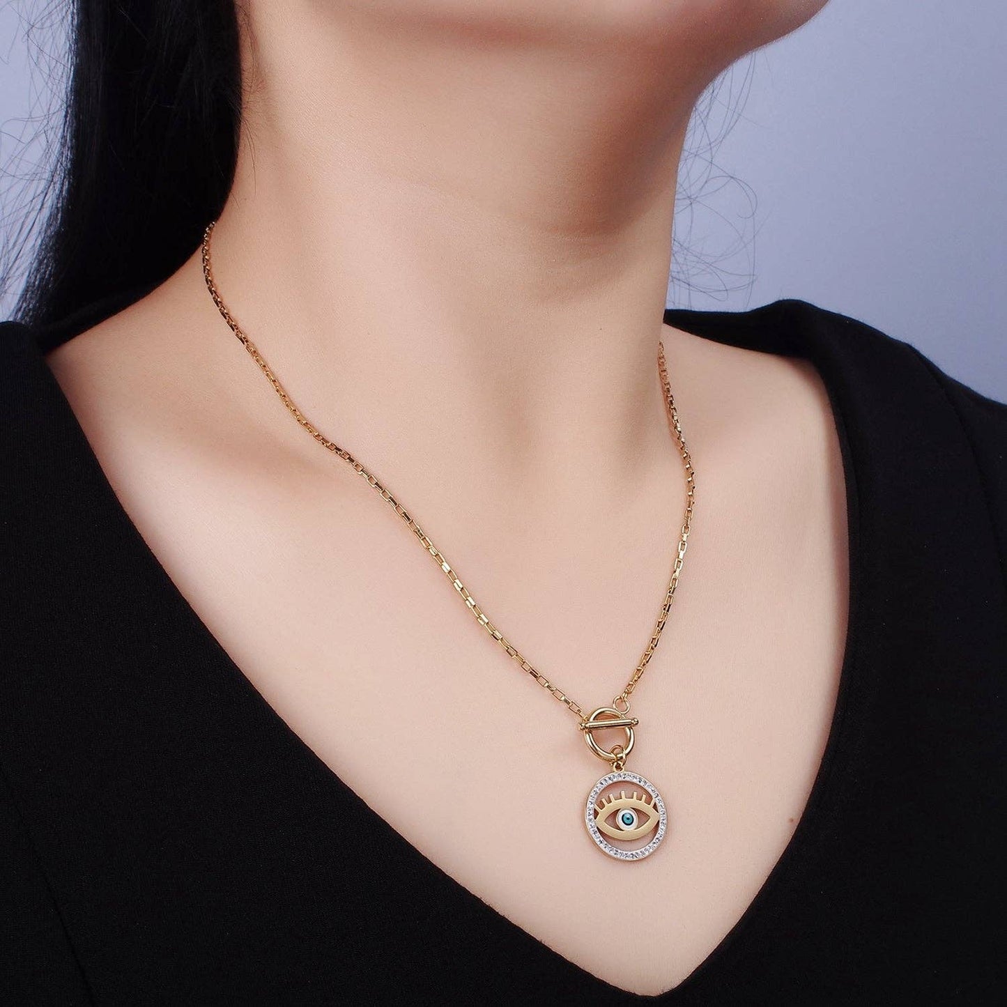 SS Evil Eye CZ 18 Inch Chain Necklace