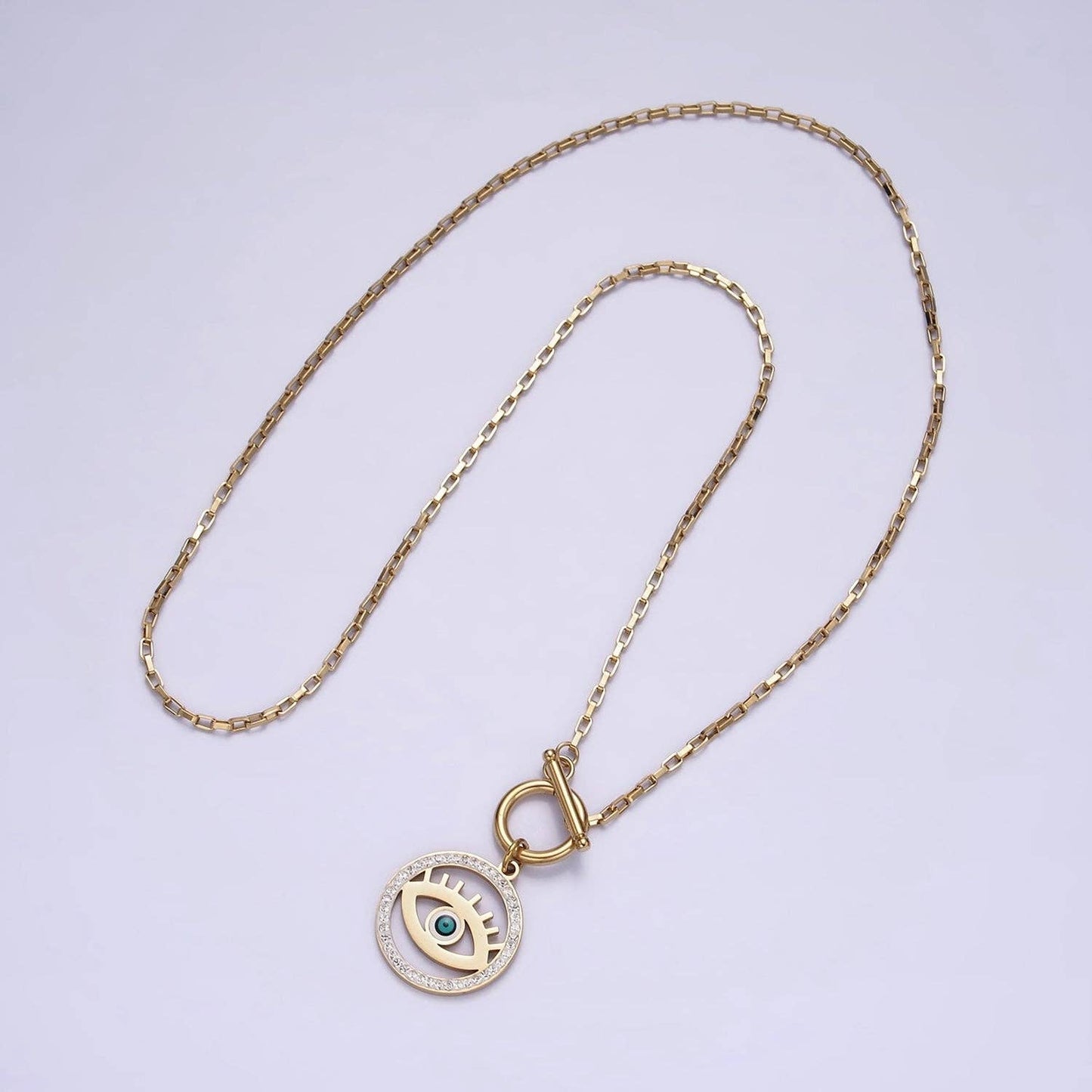 SS Evil Eye CZ 18 Inch Chain Necklace