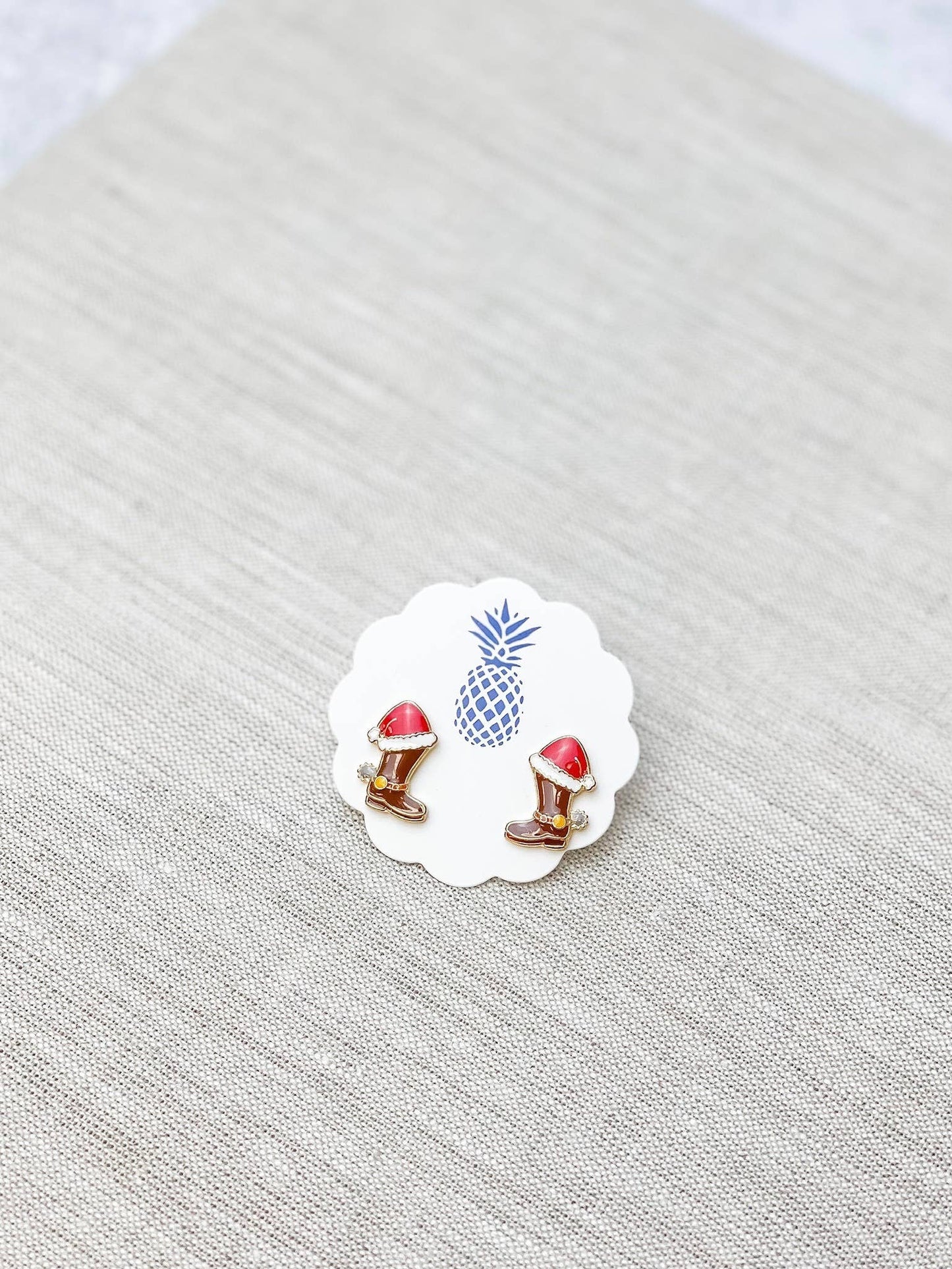 Christmas Cowboy Boots Stud Earrings