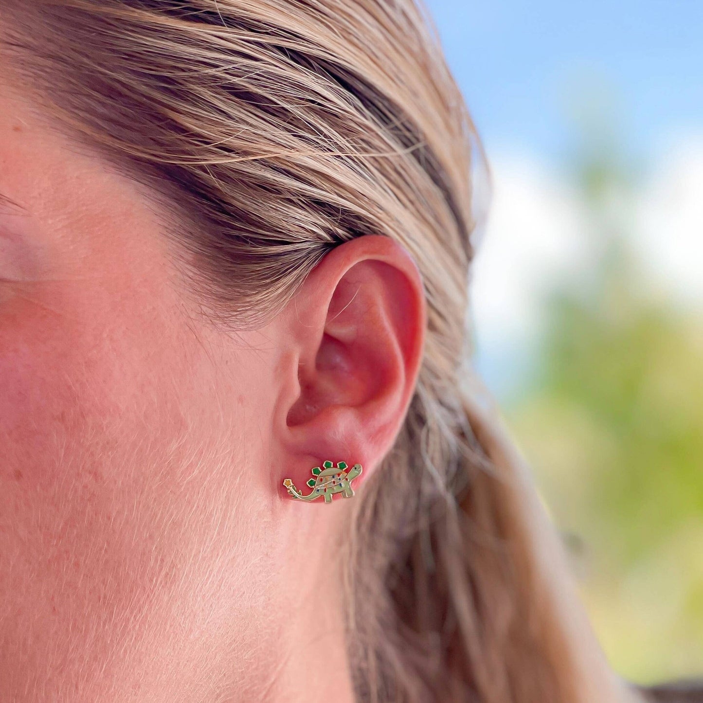 Christmas Dinosaur Stud Earrings