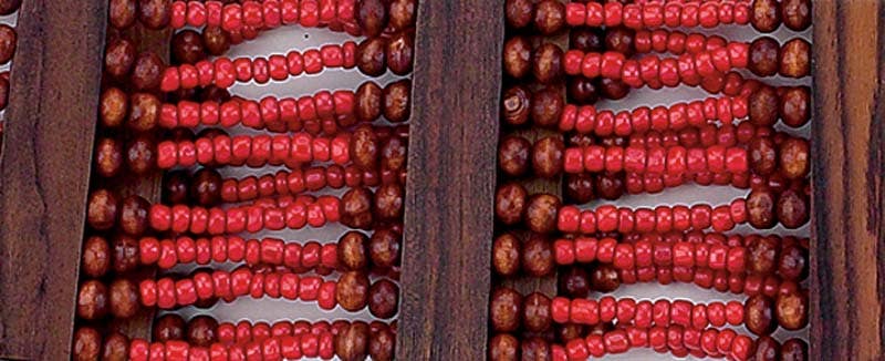 Red Bead & Wood Buckle Belt