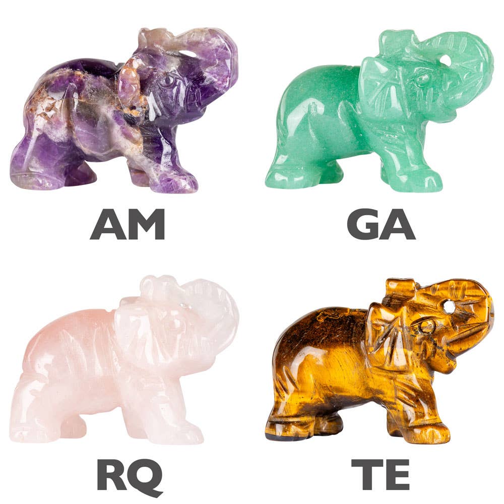 CARVED GEMSTONE ELEPHANTS