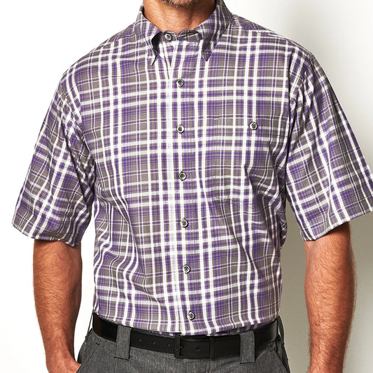 BUTTON-DOWN-FOR-ANYTHING GameGuard PURPLE PLAID