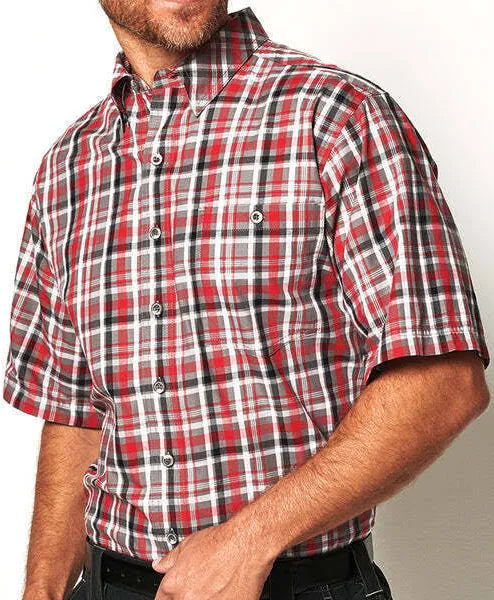 BUTTON DOWN RED PLAID