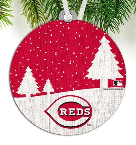 Cincinnati Reds Snow Scene Ornament