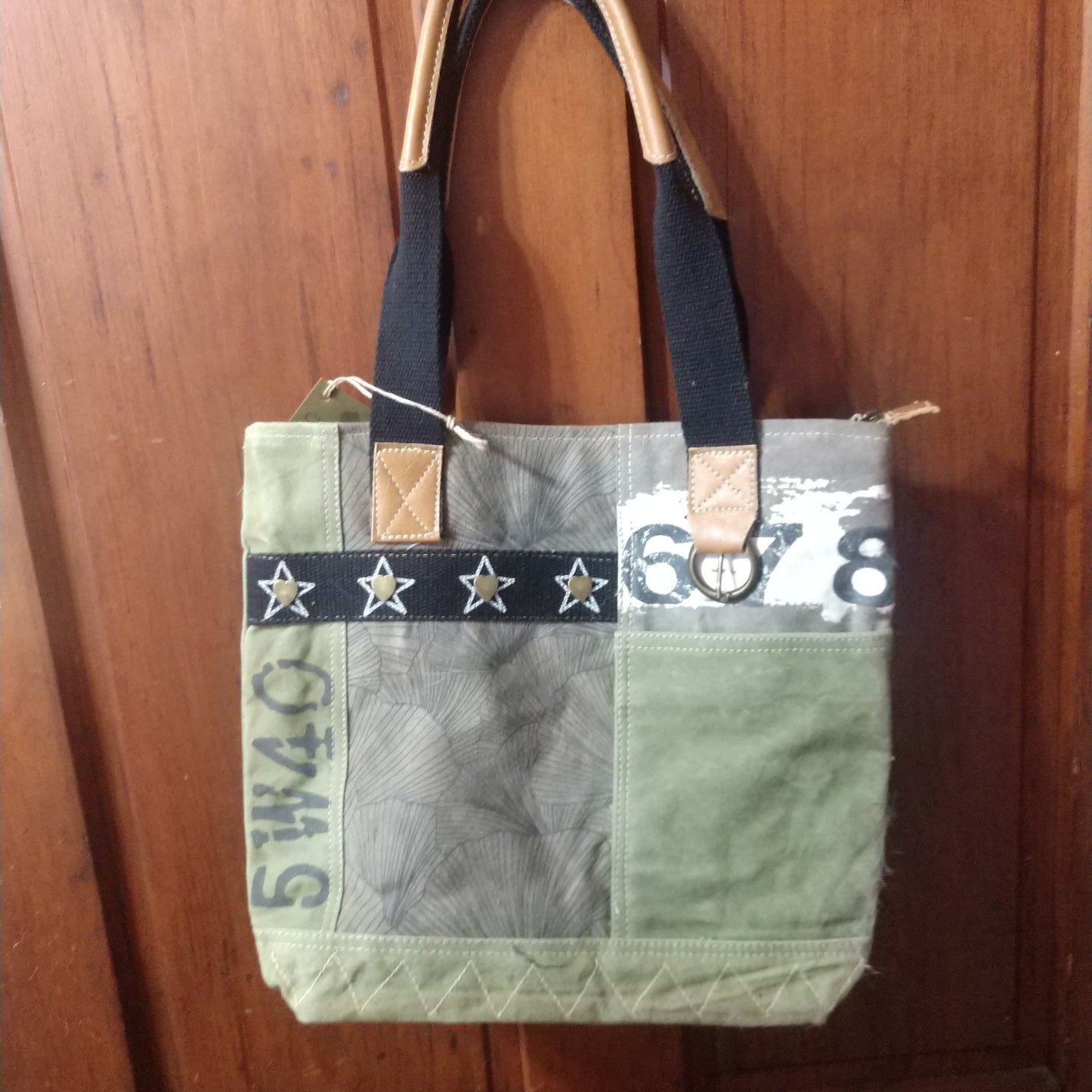 RAE'S GREEN & BROWN TOTE