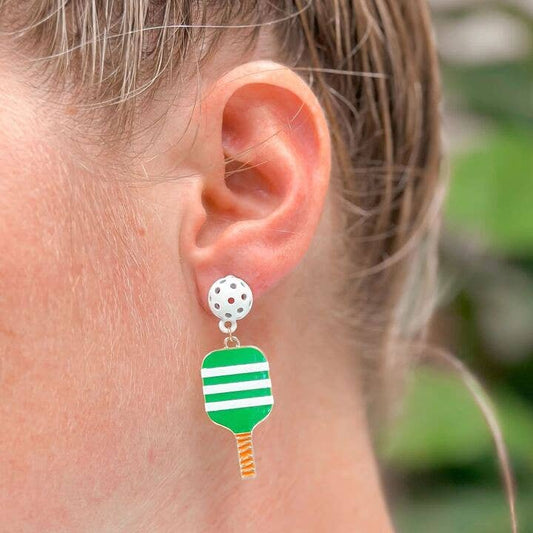 Pickleball Dangle  Earrings - Green