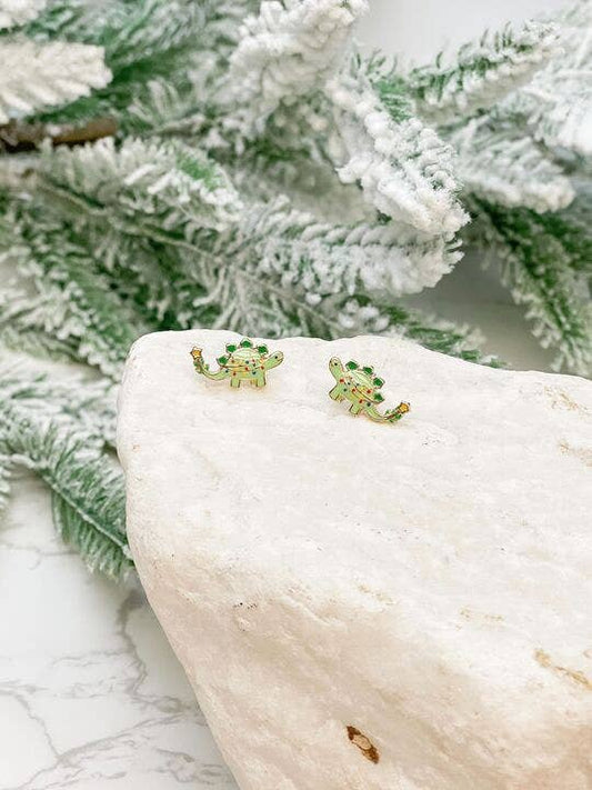 Christmas Dinosaur Stud Earrings