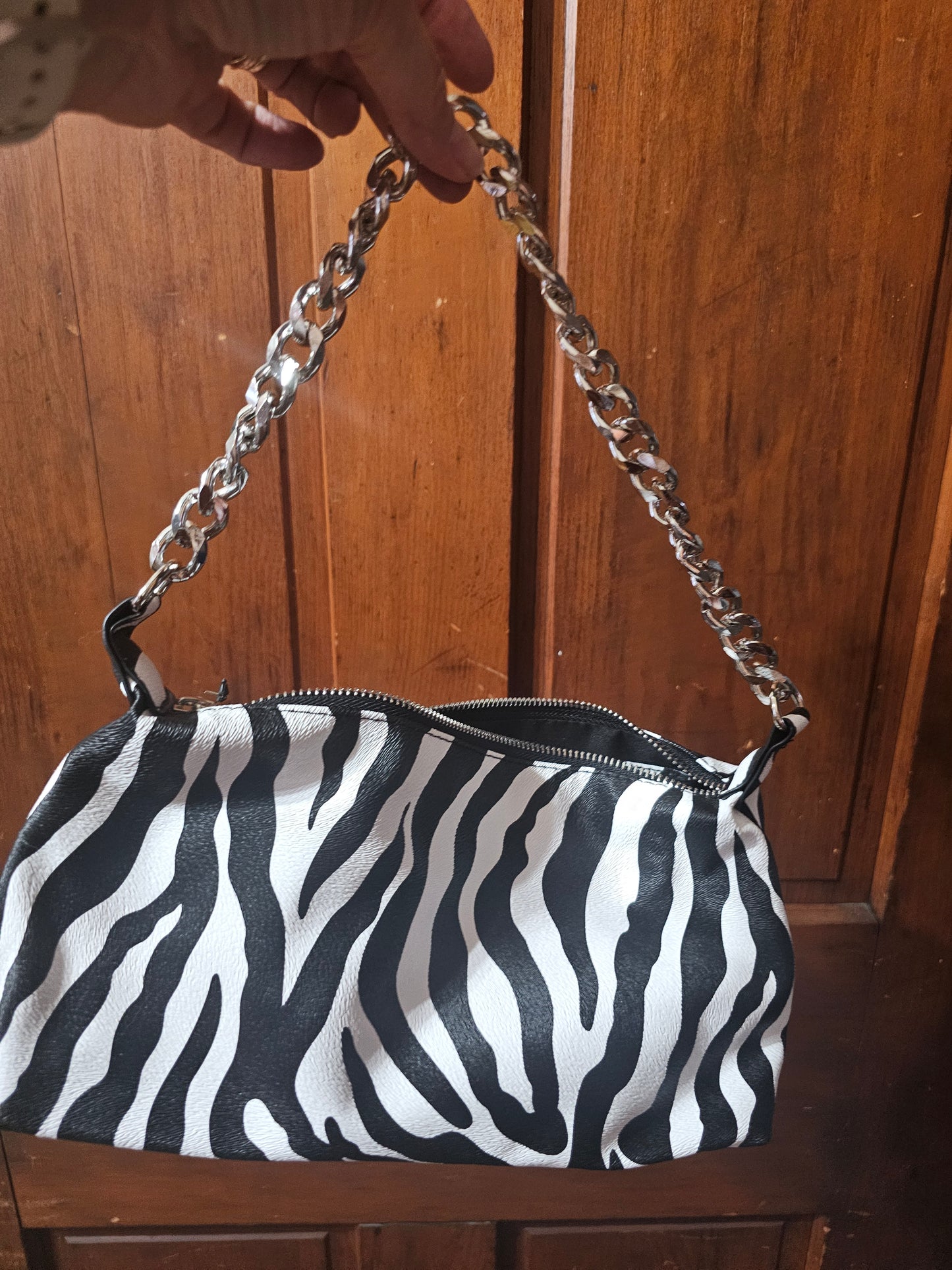 Zebra Faux leather chain cross body