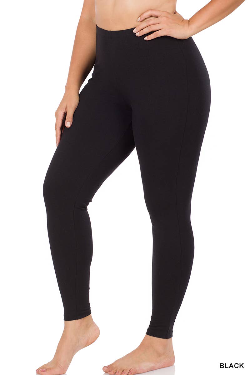 Curvy Cotton Full Length Leggings