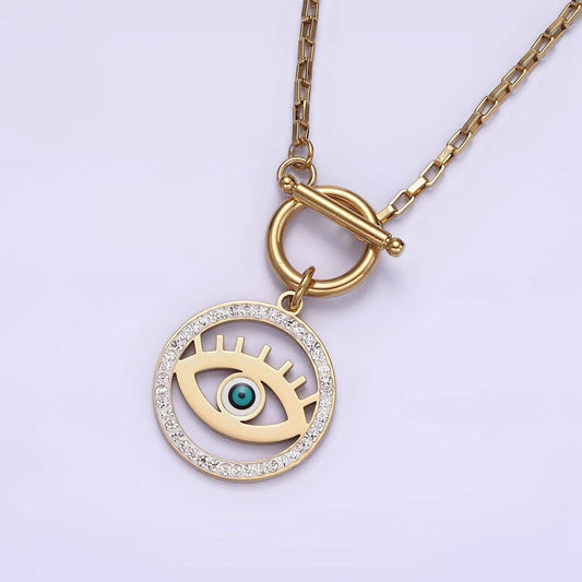 SS Evil Eye CZ 18 Inch Chain Necklace