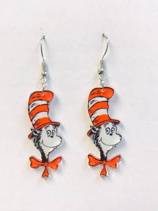 Cat in the Hat Acrylic Earrings