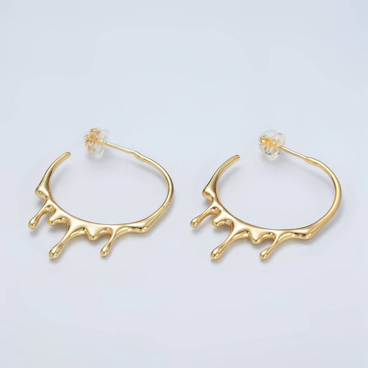 24K G F Molten Drip Hoop Earring