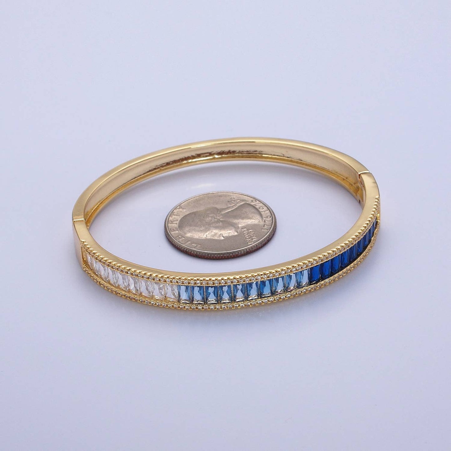 Ombre CZ Baguette Bangle Bracelet Silver