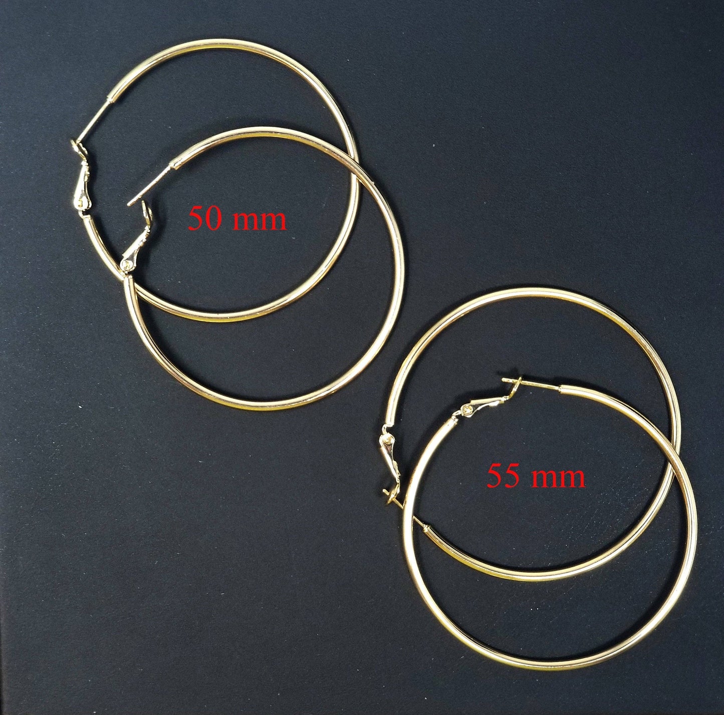 14K Gold F 50mm Hoop Earrings