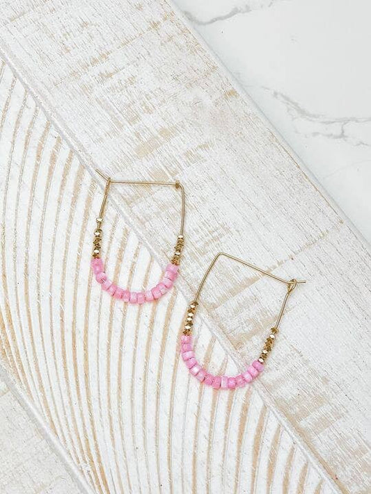 Mother of Pearl Drop Hoop Earrings