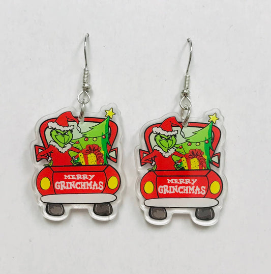 Merry Grinchmas Acrylic Earrings