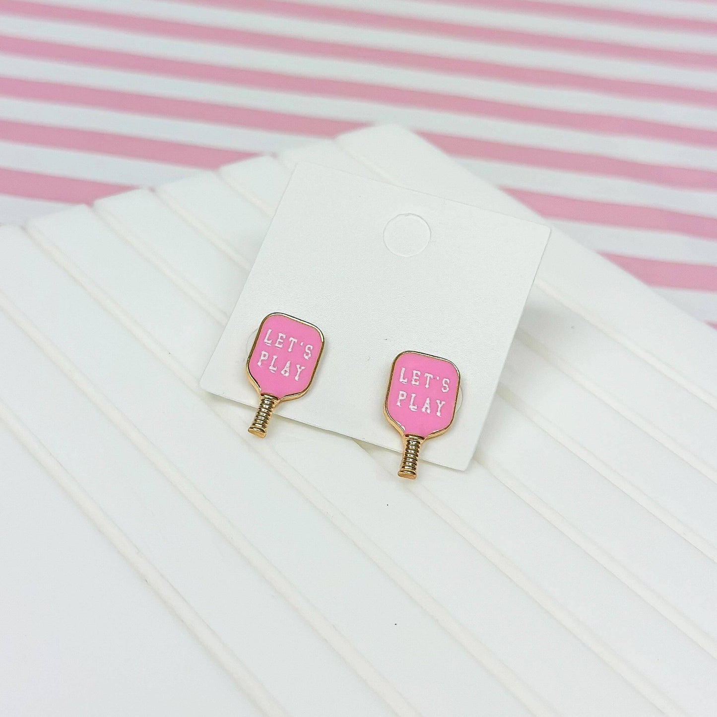 Pickleball Stud Earrings - Light Pink