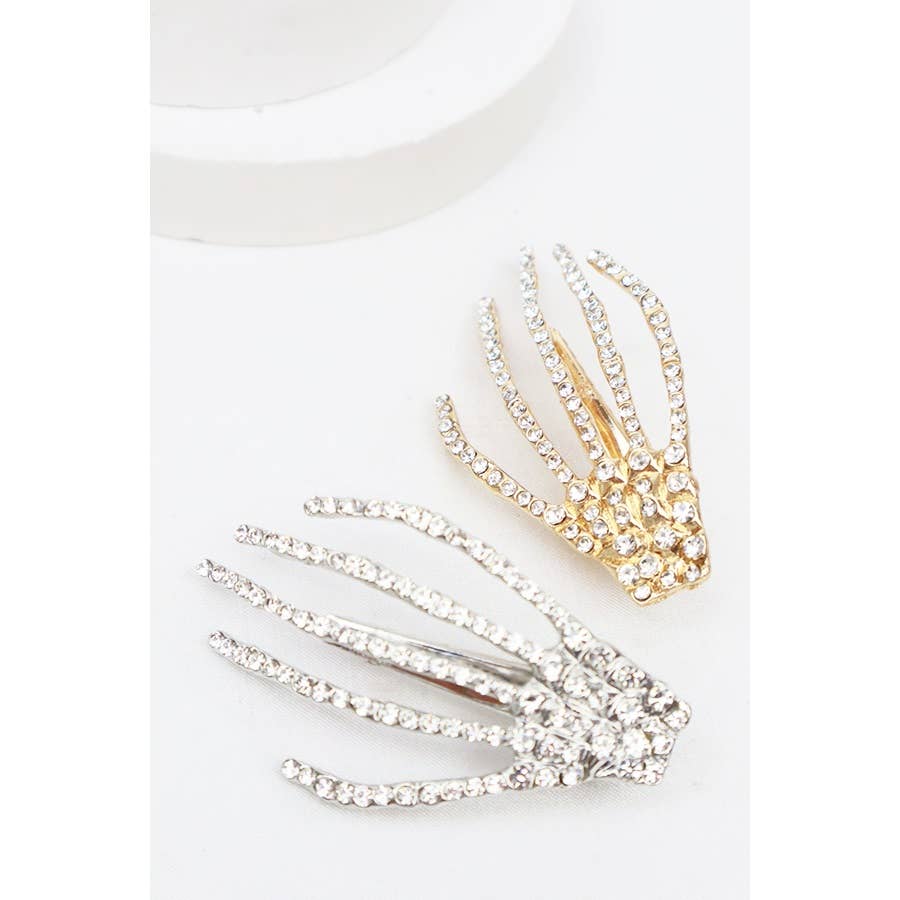 Rhinestone Skeleton Hand Hair Clip