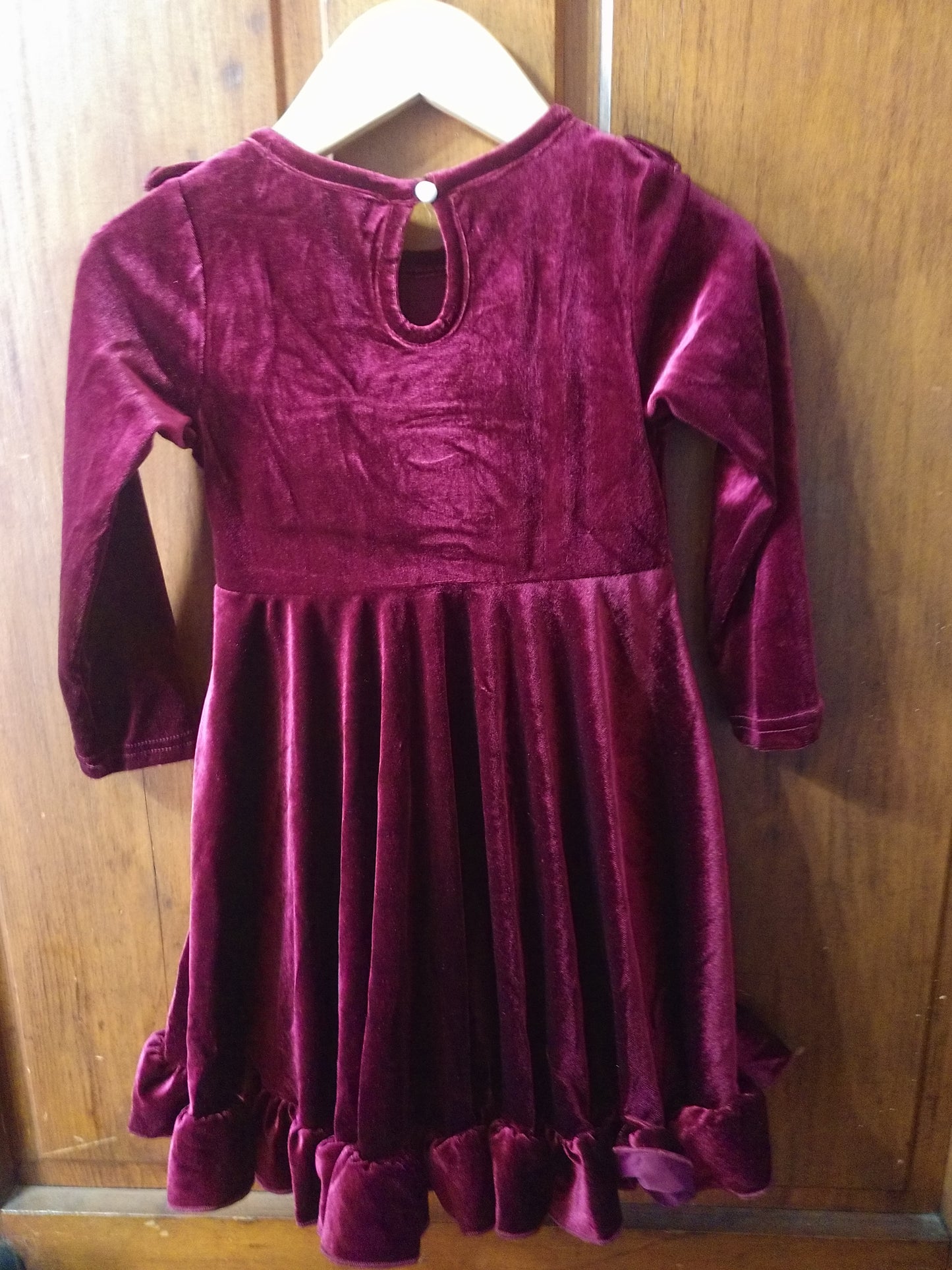 KIDS WINE VELVET HOLIDAY DRESS