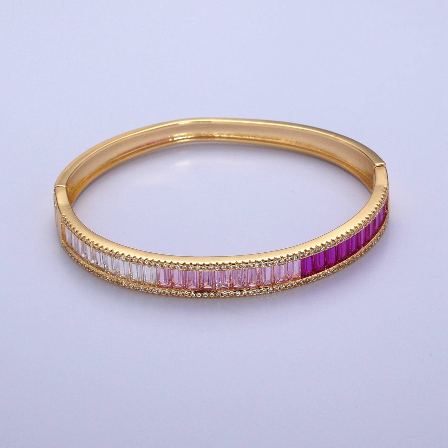 Ombre CZ Baguette Bangle Bracelet Silver