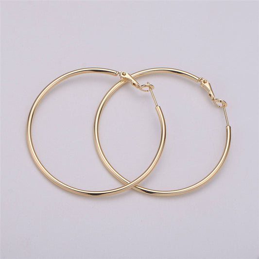 14K Gold F 50mm Hoop Earrings