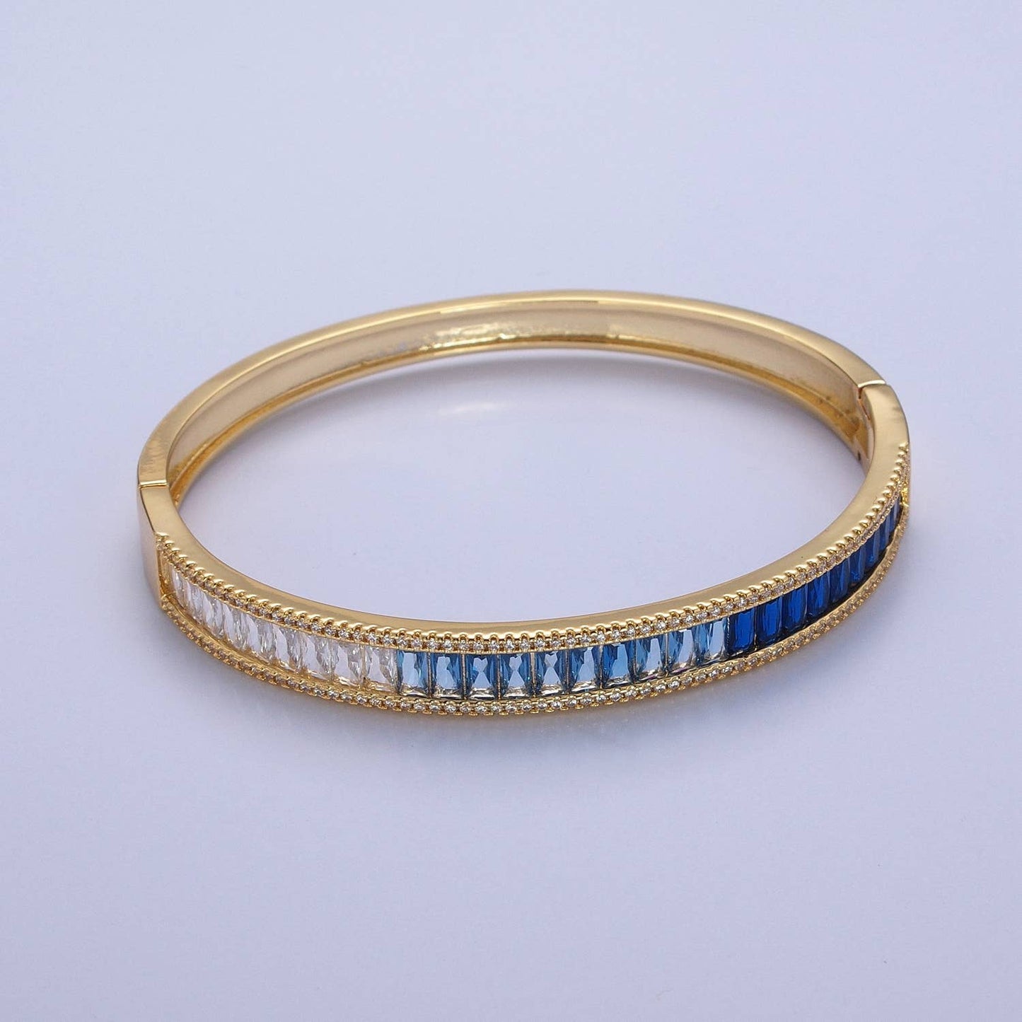 Ombre CZ Baguette Bangle Bracelet Silver