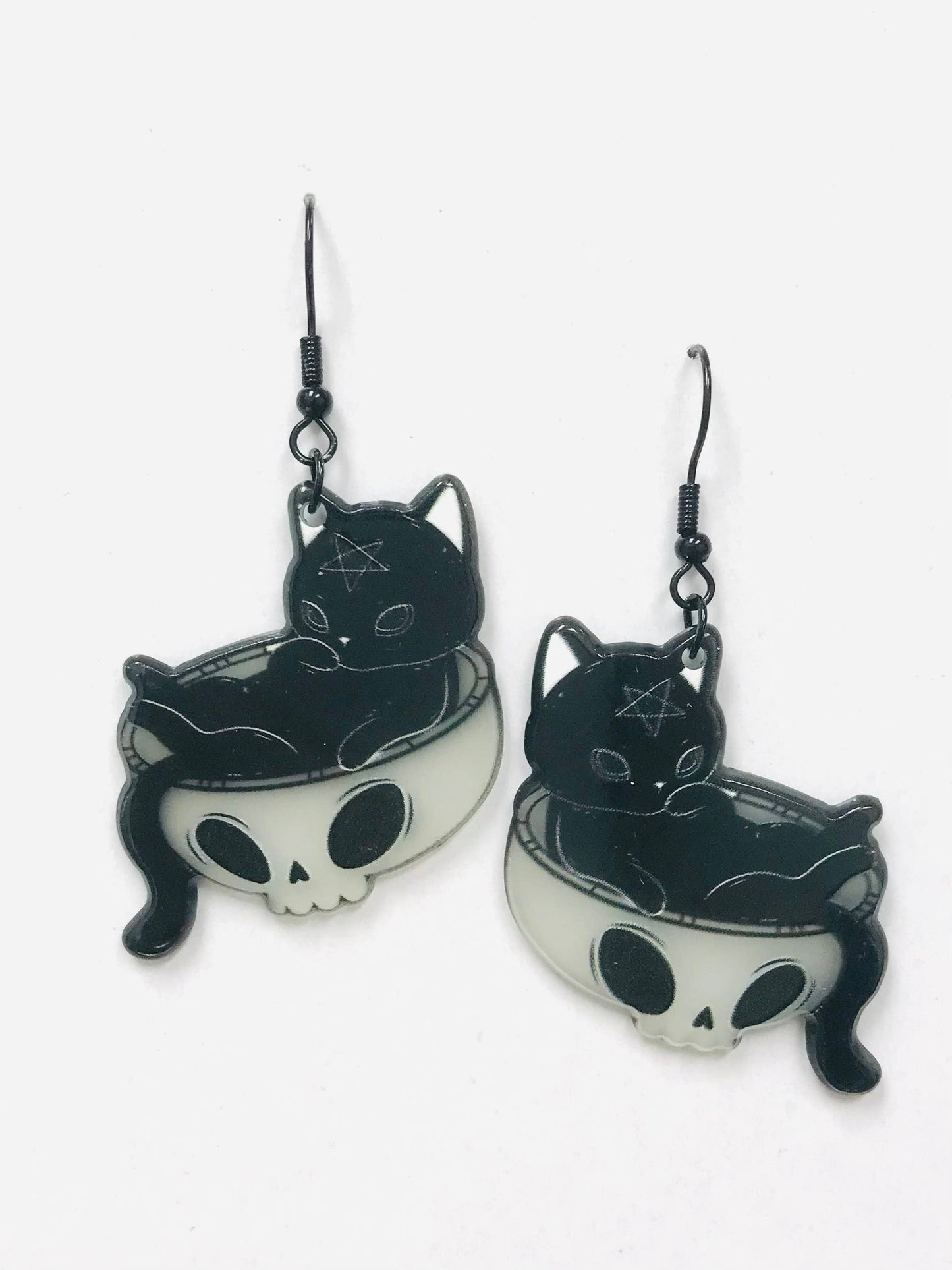 Acrylic Glow In The Dark Cat Earrings