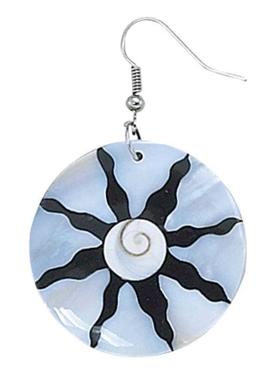 Black & White Sun Burst Round Earrings