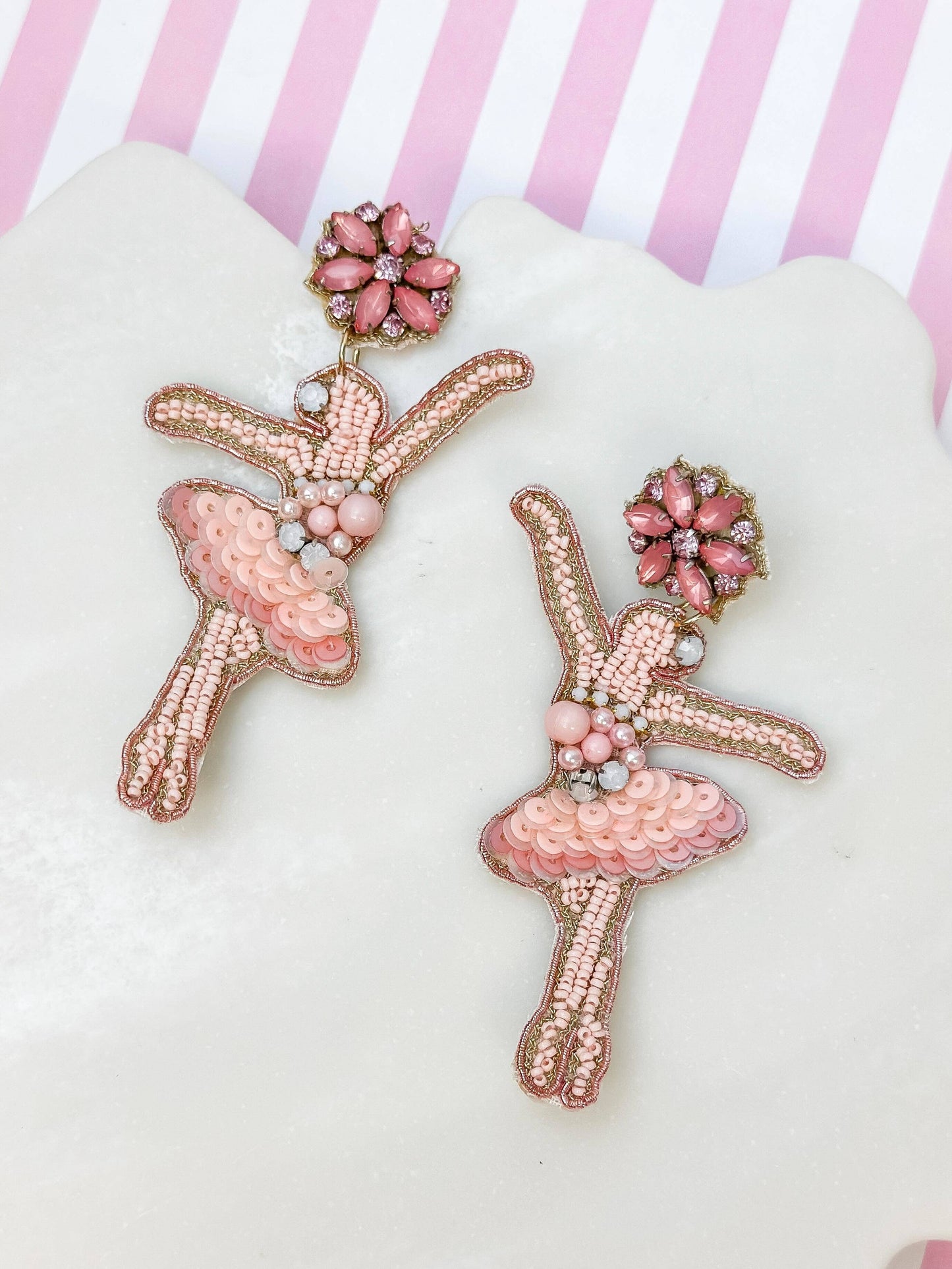 Ballet Dancer Beaded Dangle Earrings