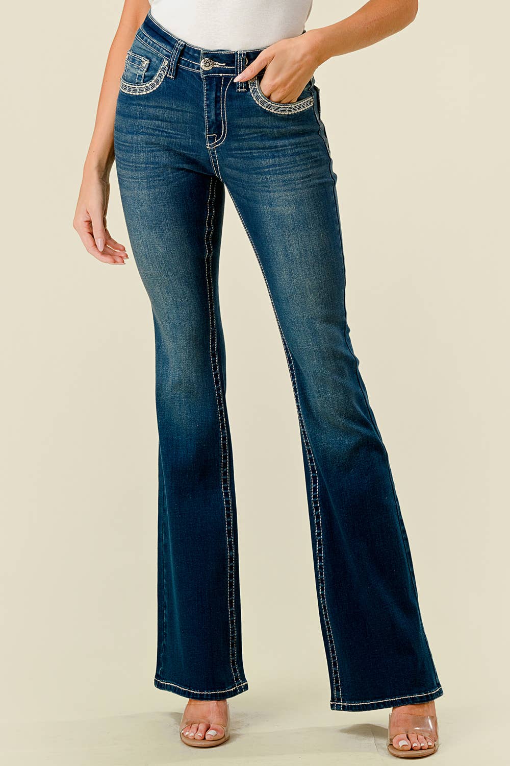 WESTFIELD EAGLE FLARE STRETCHY WOMEN'S BLING JEANS